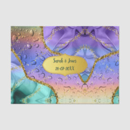 Papel De Seda Pavão Roxo Esmeralda Personalizado com Gotículas d