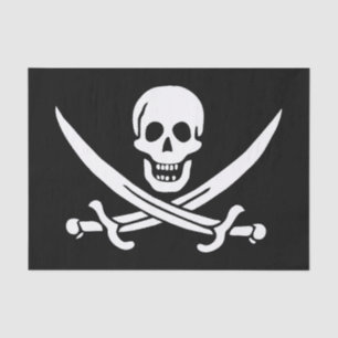 Papel De Seda Pavilha de Sinalizador Pirata com Espadas Cruzadas
