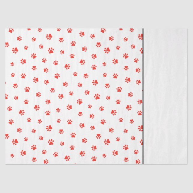 Papel De Seda Paw Imprime Cães Pets Gatos Vermelho Dois Tonelado (Frente )