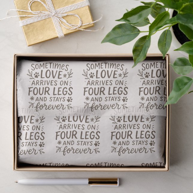 Papel De Seda Paw Prints em Design Botânico em Marfim Macio (Presente)