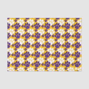 Papel De Seda Pawprint pequeno, roxo e Dourado