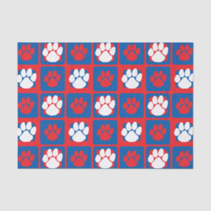 Papel De Seda Pawprint repetitivo vermelho, branco e azul