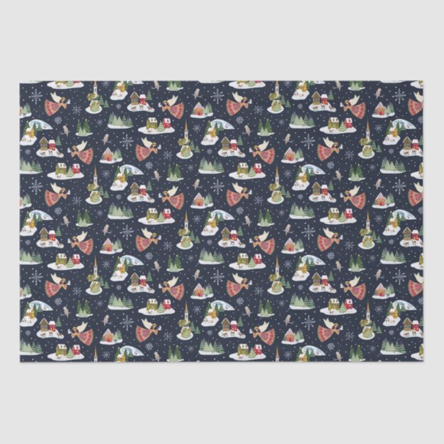 Papel De Seda Paz de anjo bonito no Natal (Frente )