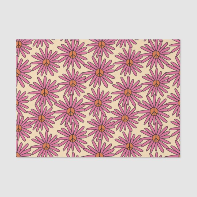 Papel De Seda Peace Sign In Flower Retro Decoupage  (Frente )