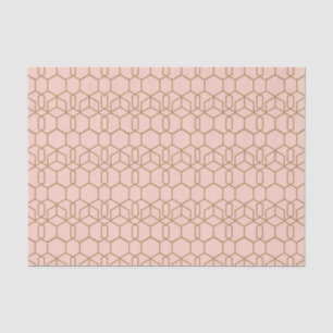 Papel De Seda Peach Blush e Dourado Glam Geométrico do Boho Mode