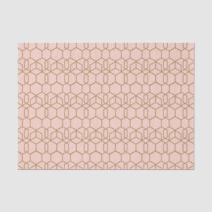 Papel De Seda Peach Blush & Gold Moderno Boho Geométrico Glam