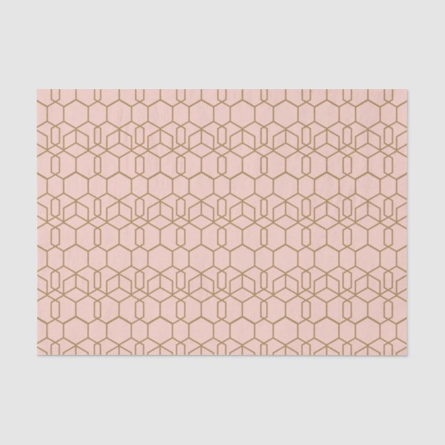 Papel De Seda Peach Blush & Gold Moderno Boho Geométrico Glam (Frente )