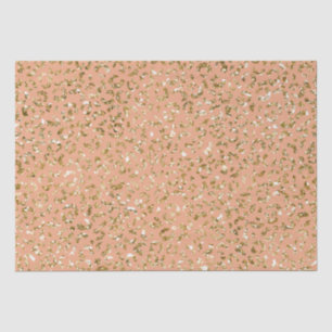 Papel De Seda Peach Dourada Glitter Leopardo