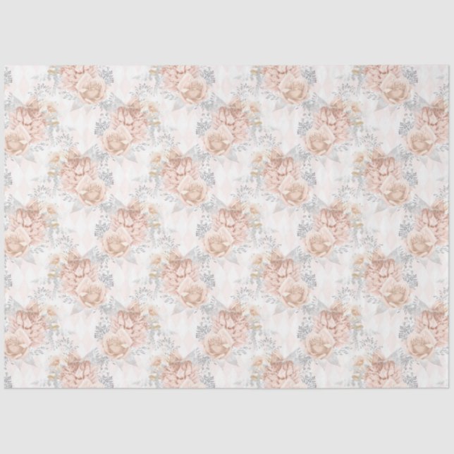 Papel De Seda Peach e Silver Series Design 3 (Frente )