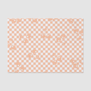 Papel De Seda Peach Fuzz Cherry Gingham Patterno