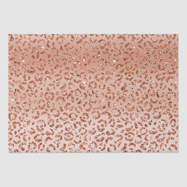 Papel De Seda Peach Glitter Lepard Animal Print (Frente )