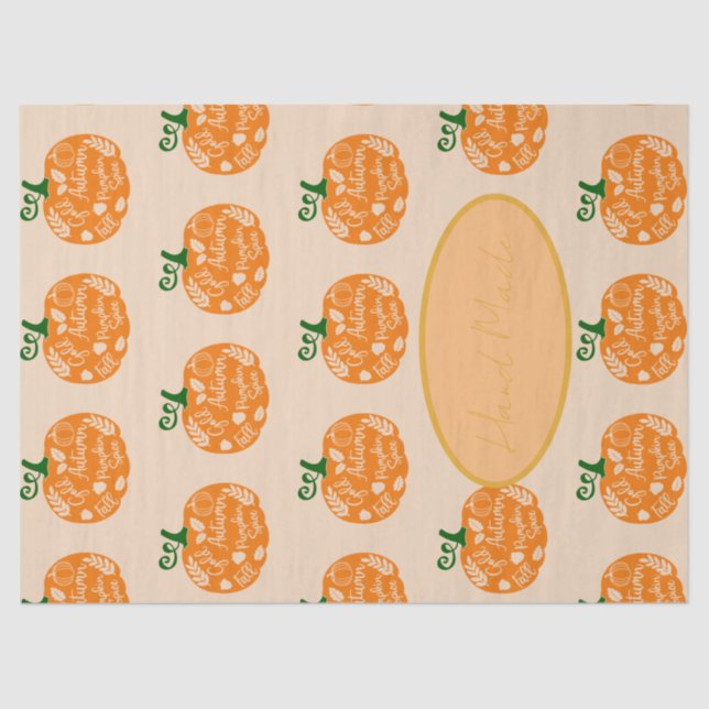 Papel De Seda Peach Orange Pumpkin Artesanato Made ou Obrigado (Frente )