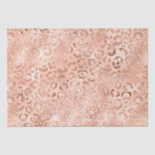Papel De Seda Peach Rosa Leopard Glitz