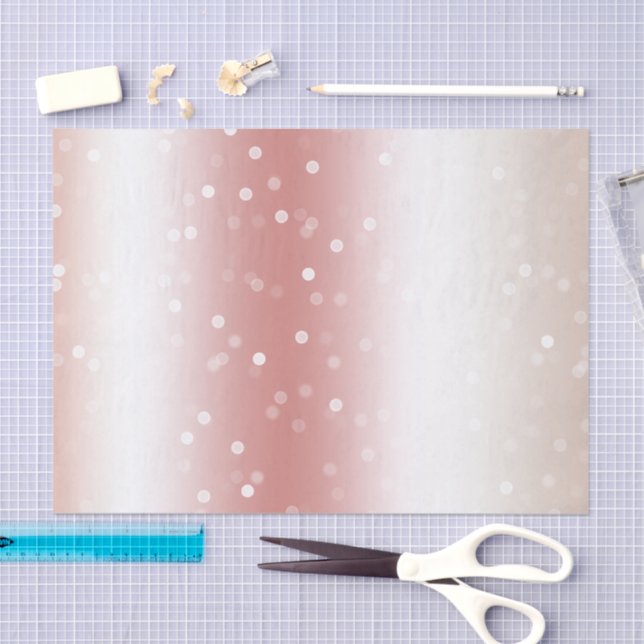 Papel De Seda Peach Rose Ombre Gold Bokeh Dots Christmas (Arte )