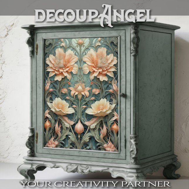 Papel De Seda Peachy Aqua Elegance - Decoupage - (Criador carregado)