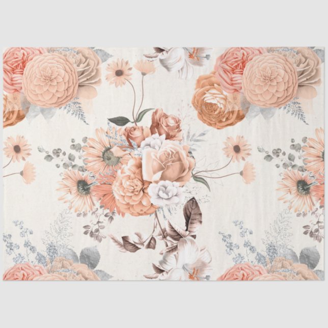 Papel De Seda Peachy Floral Series Design 1 (Frente )