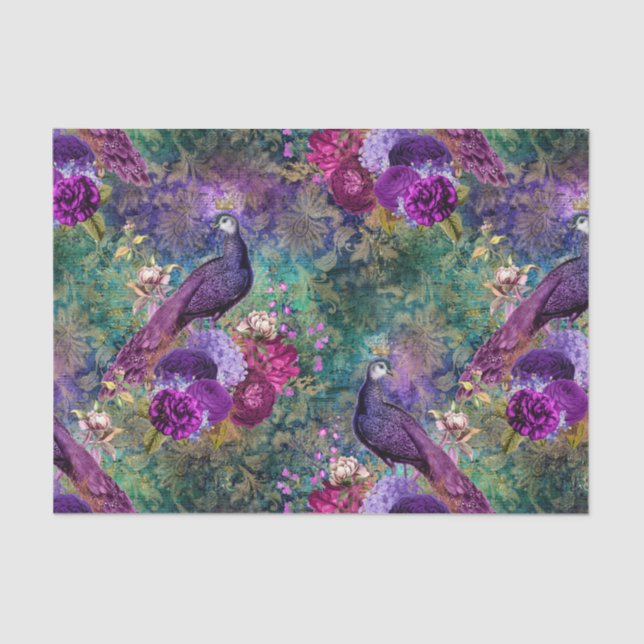 Papel De Seda Peacock Decoupage Ephemera Tissue Paper (Frente )