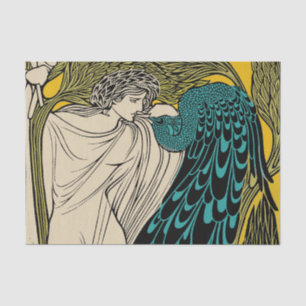 Papel De Seda Peacock Fine Art Bird Nouveau