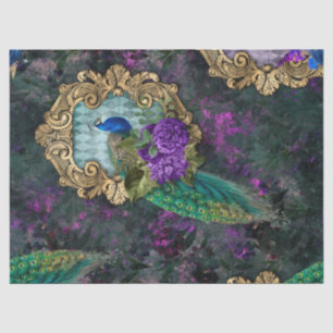 Papel De Seda Peacock, Flores e Dourada Desmontagem de Quadros