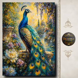 Papel De Seda Peacock in Golden Garden Decoupage