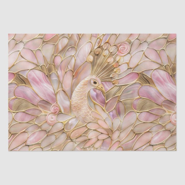 Papel De Seda Peacock Rosa Cinza Dourado Glam (Frente )