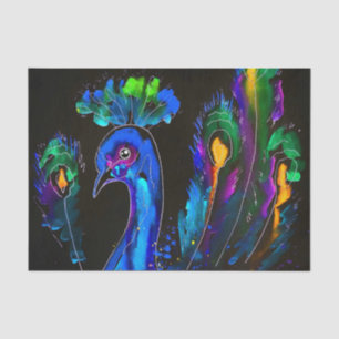 Papel De Seda Peacock Whimsical Pintado