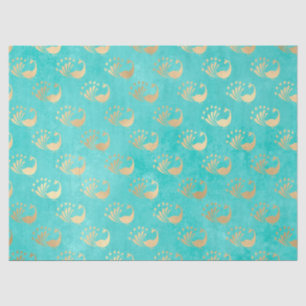 Papel De Seda Peacocks Dourados de Abstrato na página de dissoc