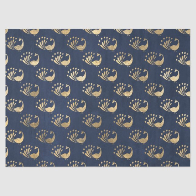 Papel De Seda Peacocks Dourados de Abstrato na página de dissoci (Frente )