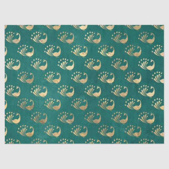 Papel De Seda Peacocks Dourados de Abstrato na página de dissoci (Frente )