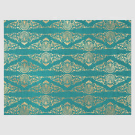 Papel De Seda Peacocks Dourados e Filigree na desmontagem em Tea