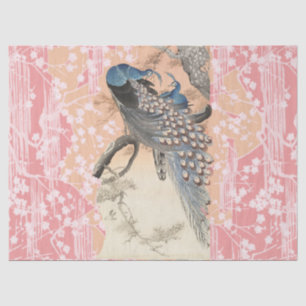 Papel De Seda PEACOCKS, PINK BRANCO SAKURA FLORES Japoneses Fora