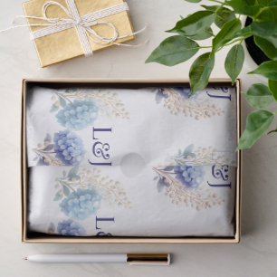 Papel De Seda Pearl Hydrangea Blue Waterercolor Casamento Românt