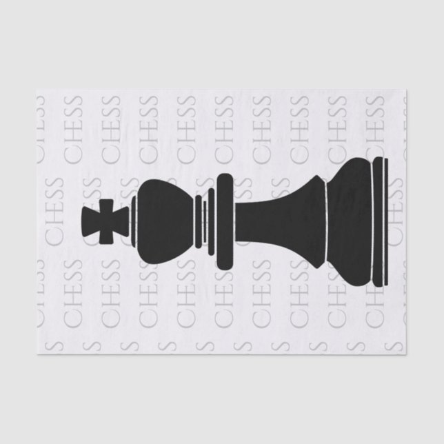 Papel De Seda Peça Clássica Chess King Preta Moderna, Branca (Frente )