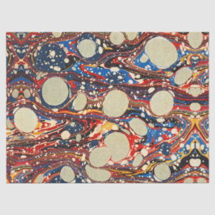 PAPEL DE SEDA PEDAÇOS AZUIS ABSTRATO MARBADOS, CÍRCULOS BRANCOS