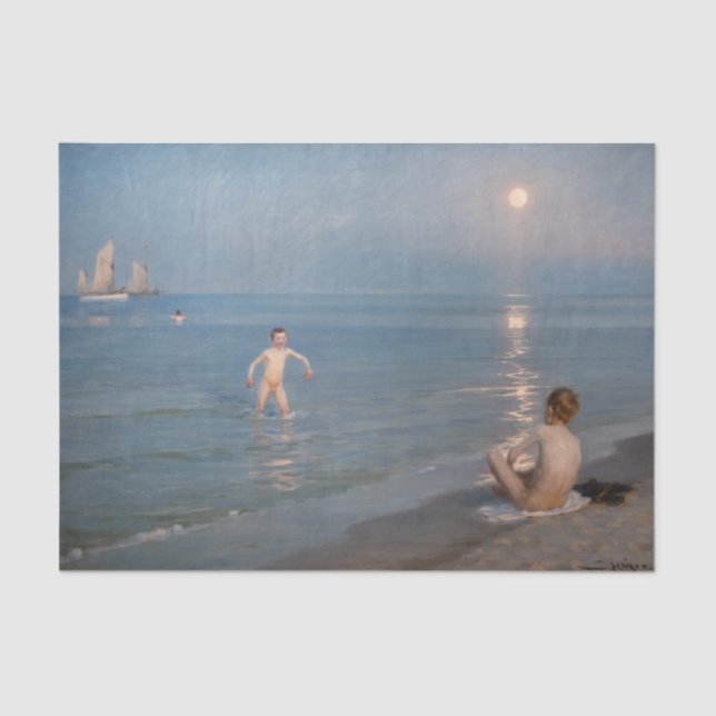 Papel De Seda Peder Severin Kroyer - Boys Bathing em Skagen (Frente )