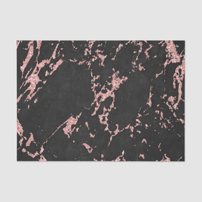 Papel De Seda Pedra De Mármore Preta E Rosa (Frente )