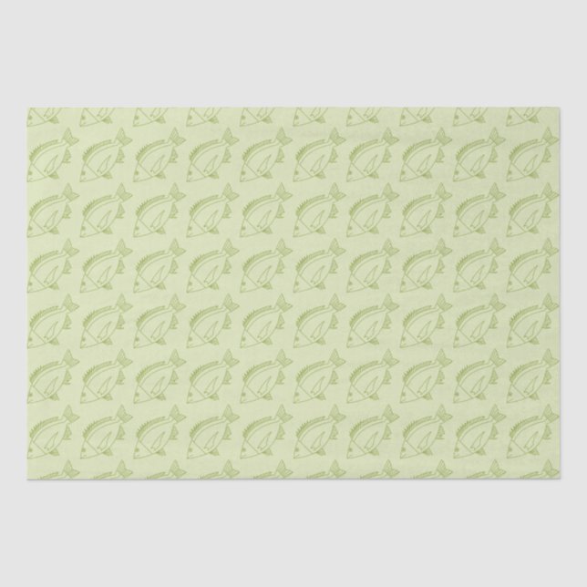 Papel De Seda Peixe-Bream Negro em Verde-Citro em Verde-Pastel (Frente )