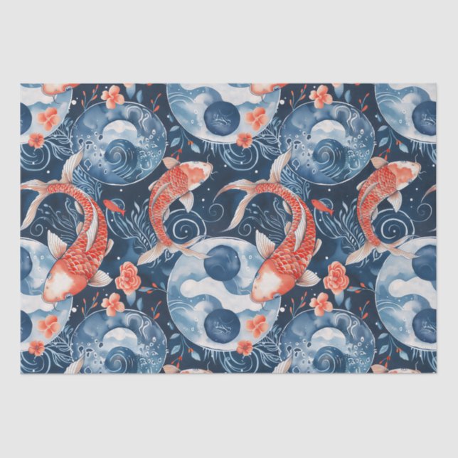 Papel De Seda Peixe Japonês Em Aquarela (Frente )