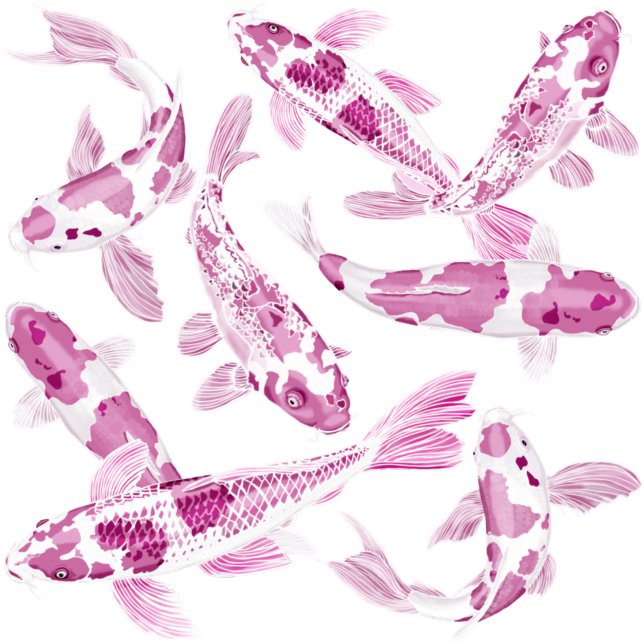 Papel De Seda Peixe koi branco rosa (Criador carregado)