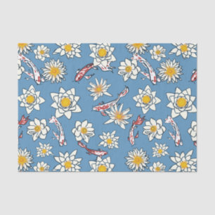 Papel De Seda Peixe Koi Japonês e Padrão Floral