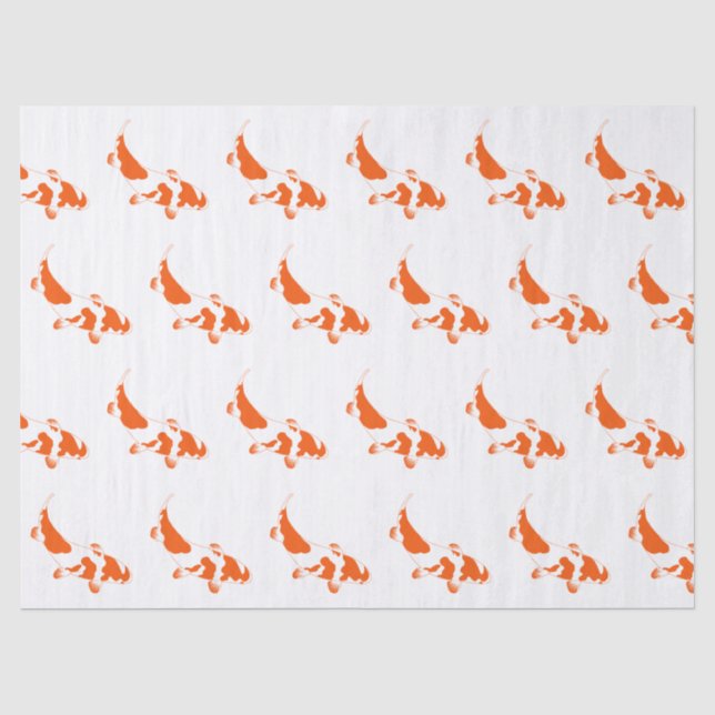 Papel De Seda Peixe Koi Karp #1 DIY Cores Laranja (Frente )