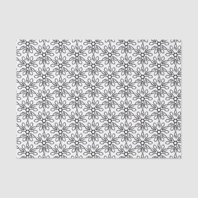 Papel De Seda Peixe preto e branco e padrão do gancho (Frente )
