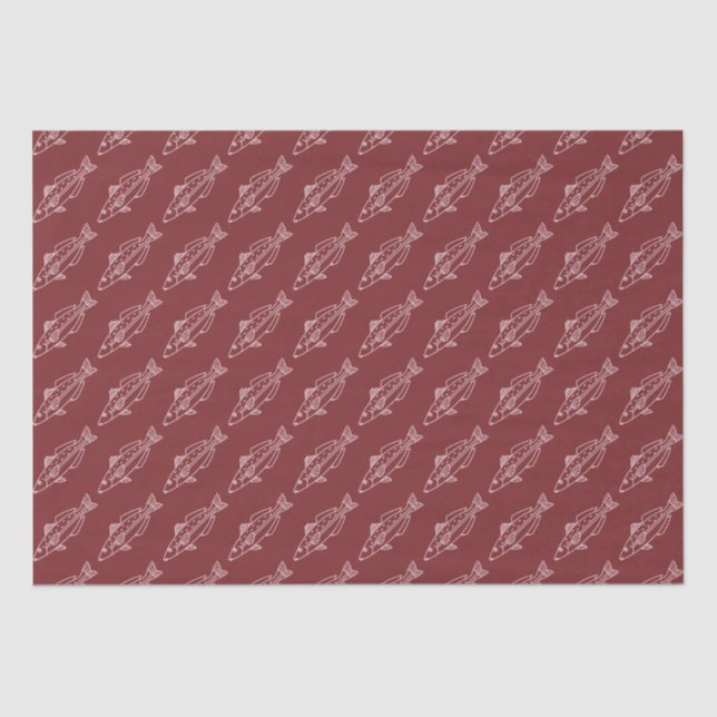 Papel De Seda Peixe-verdinho-branco-rosado-suave em Maroon (Frente )