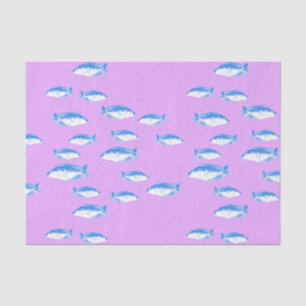 Papel De Seda Peixes azuis em lilás