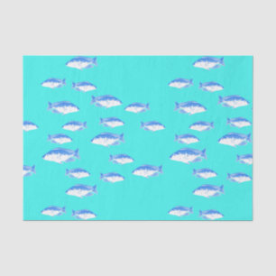 Papel De Seda Peixes azuis na turquesa