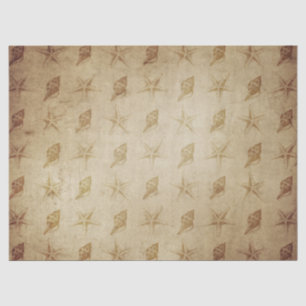 Papel De Seda Peixes e conchas Vintage Star na Desnuvem Marrom