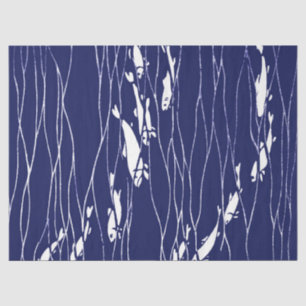 Papel De Seda Peixes Nadando Submarino Azul