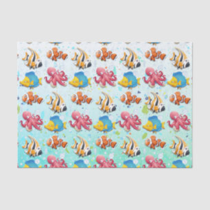 Papel De Seda Peixes Tropicais Coloridos