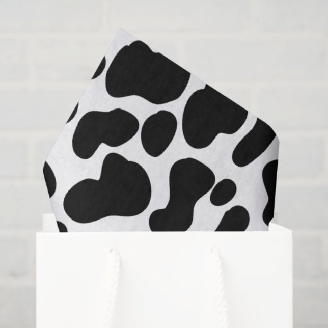 Papel De Seda Pele de Vaca Preta e Branca Estampada (Sacola de presentes)