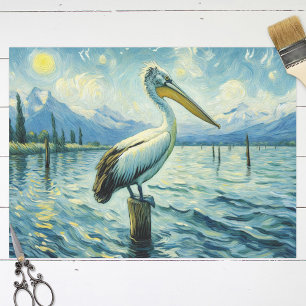 Papel De Seda Pelican Perch Sobre A Decodificação De Pintura De
